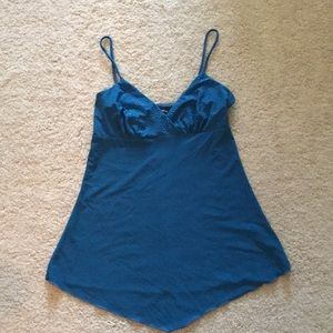 Turquoise tank top with rhinestones